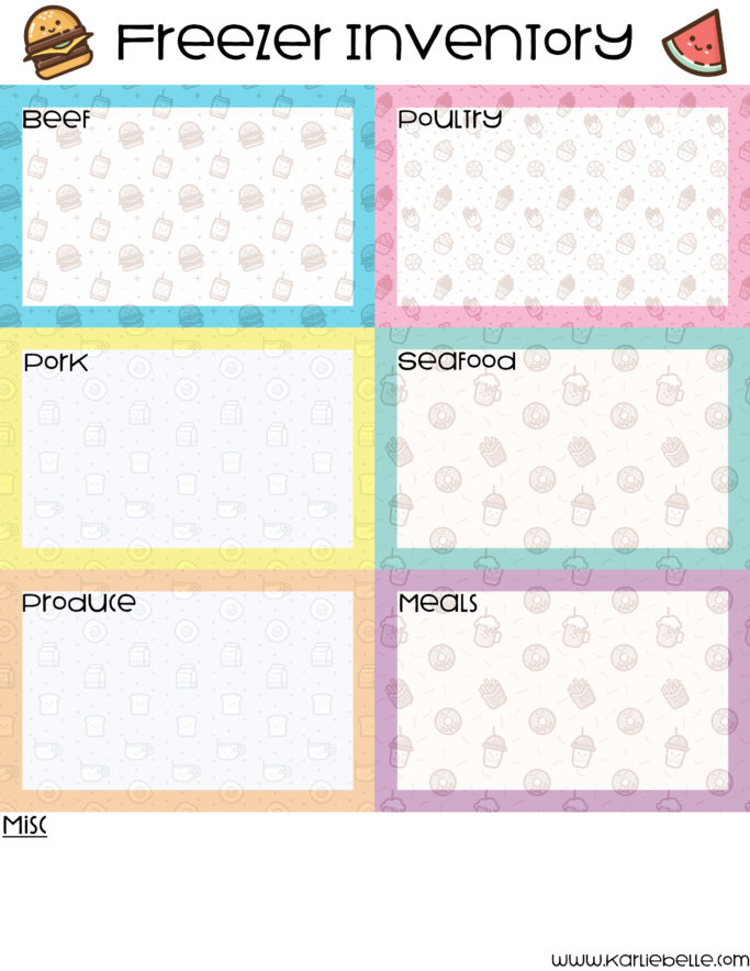 Freezer Inventory Printable- Free