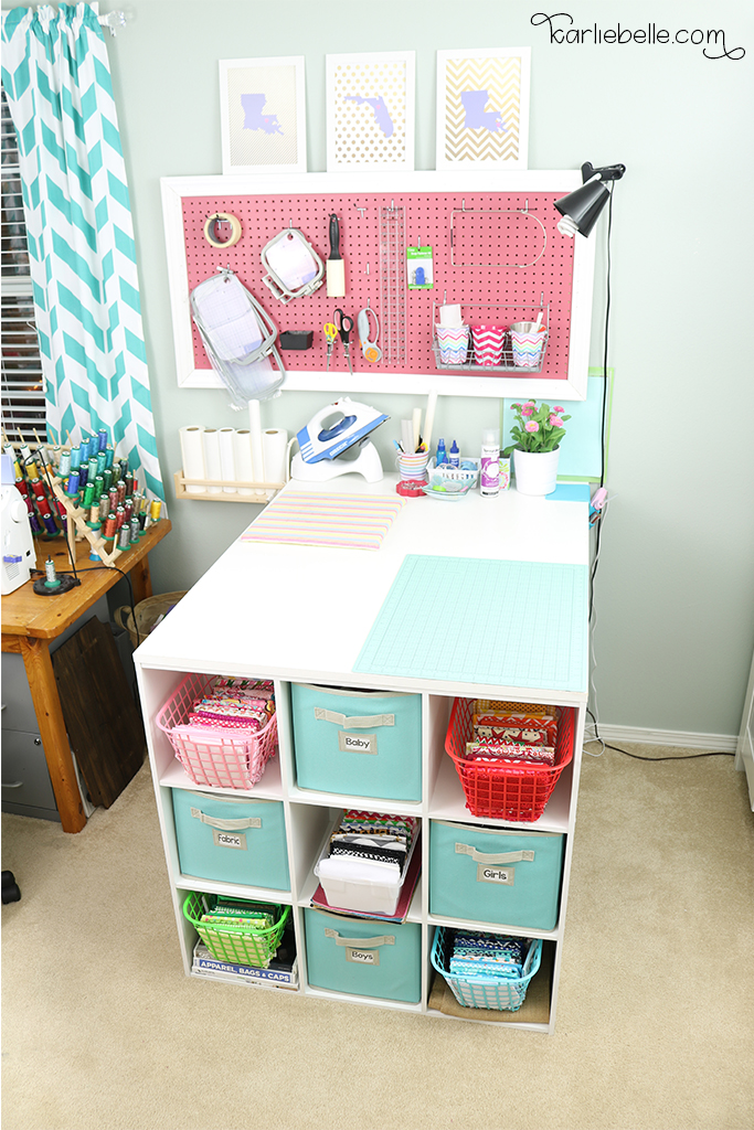 DIY Craft Table and Fabric Organization